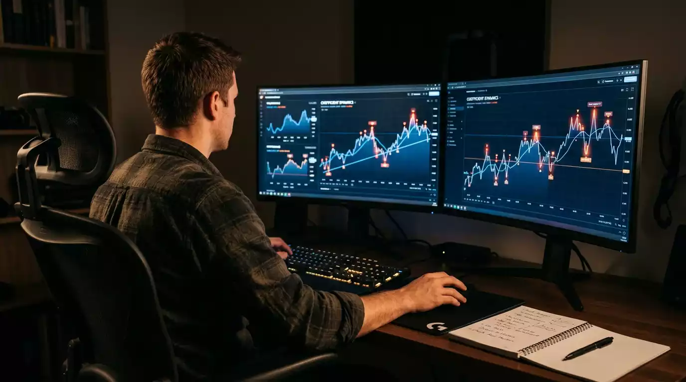 Analyst reviewing UFC championship odds movement on multiple screens