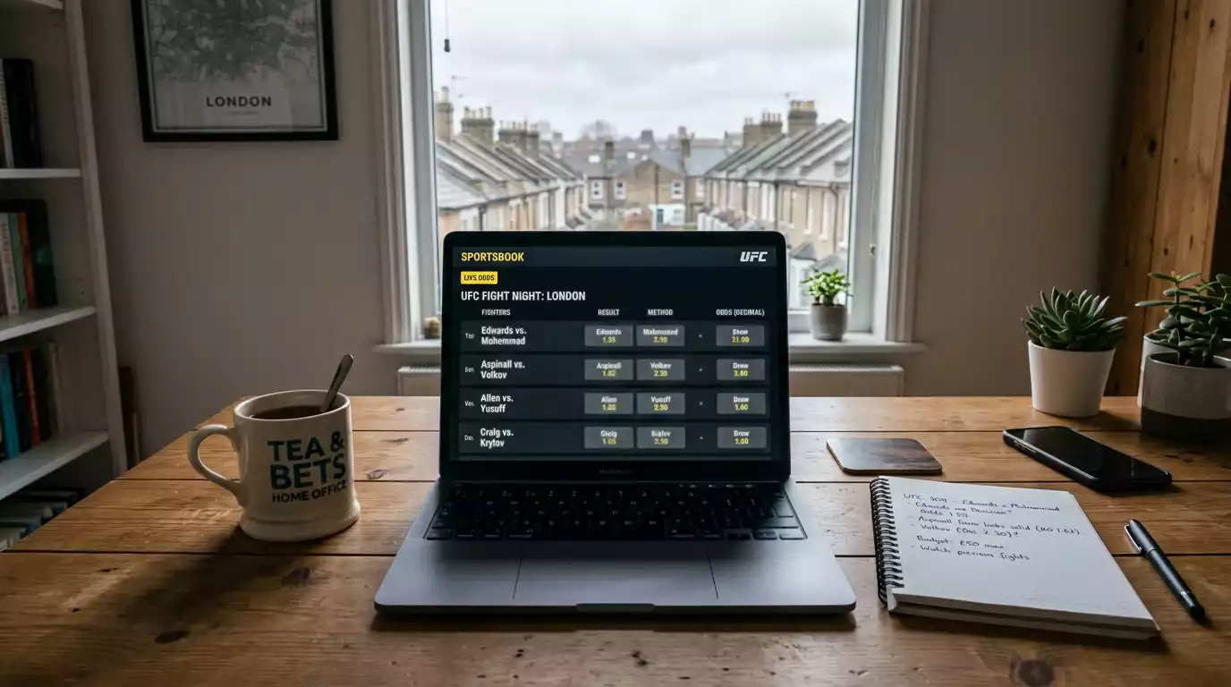 UK sportsbook interface with UFC championship futures odds displayed